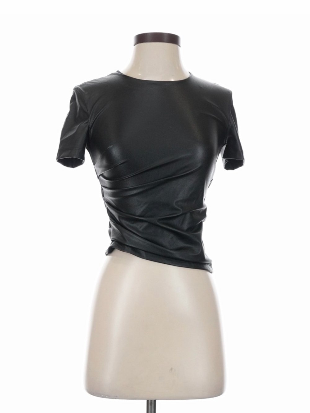 HELMUT LANG Short-Sleeve Faux Leather Top
